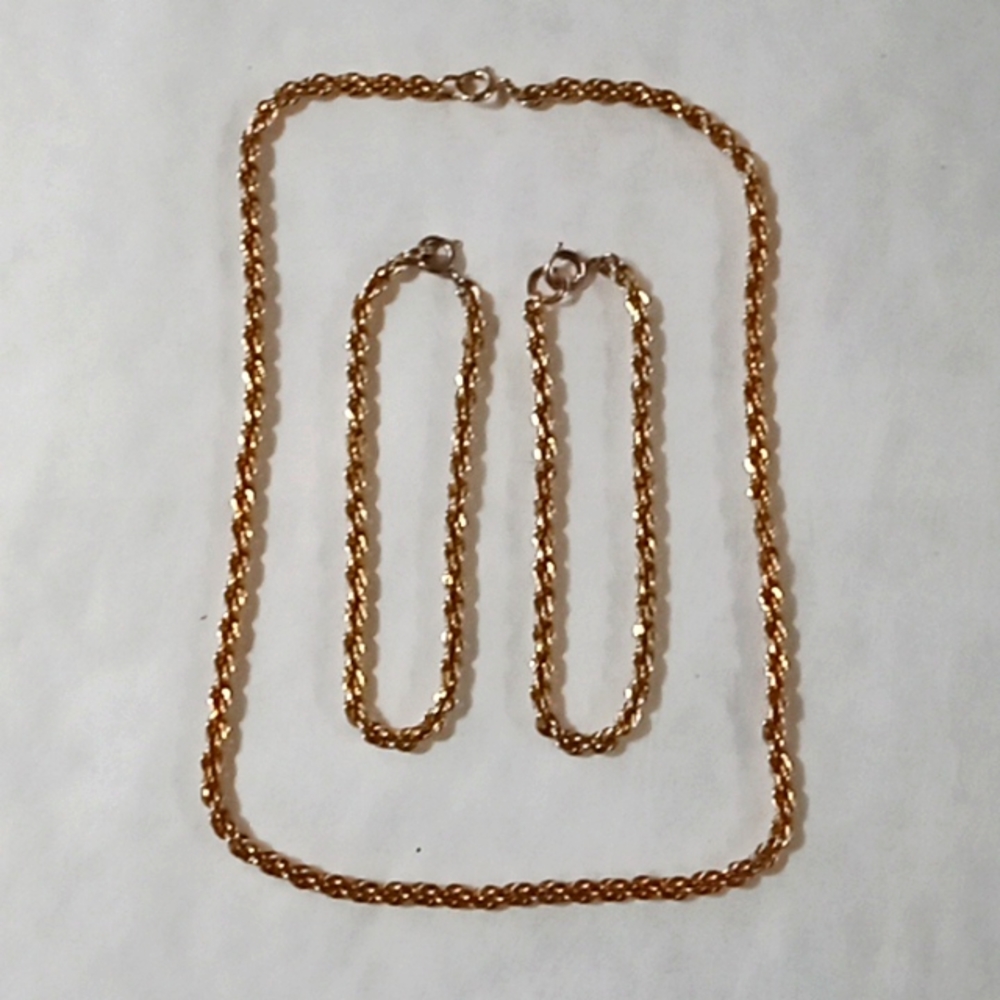Child's Gold Toned Chain and 2 Bracelets